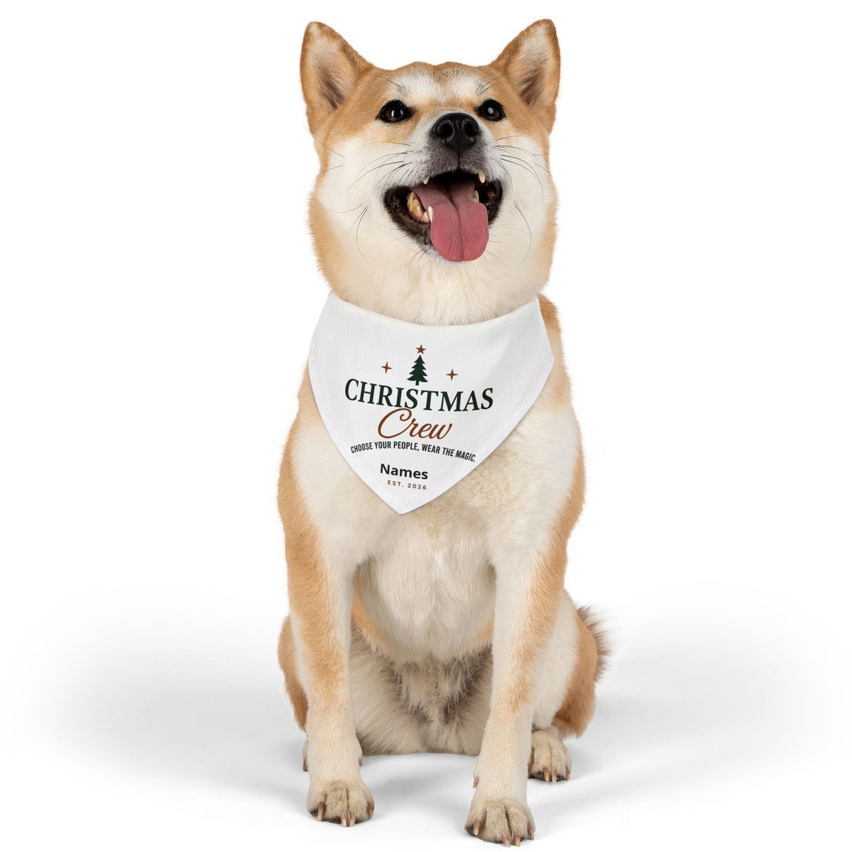 Christmas Crew Pet Bandana Collar | Personalized Holiday Dog Scarf | Custom Christmas Dog Bandana | Family Name Pet Bandana