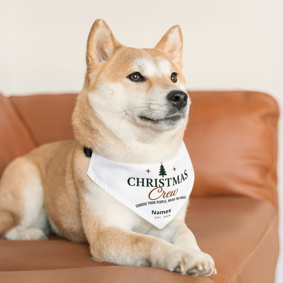 Christmas Crew Pet Bandana Collar | Personalized Holiday Dog Scarf | Custom Christmas Dog Bandana | Family Name Pet Bandana