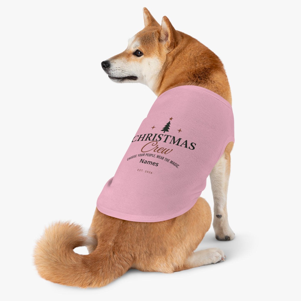 Christmas Crew Pet Tank Top | Personalized Holiday Paw Shirt | Custom Christmas Dog Shirt | Family Name Pet Tank | Christmas Tree Pet Apparel