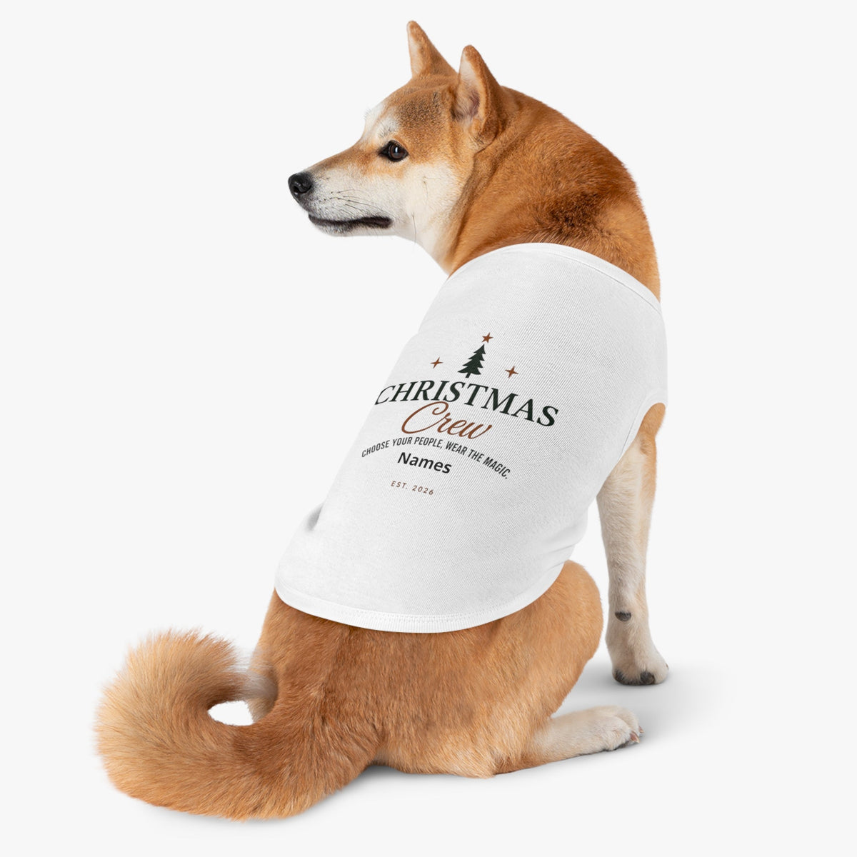 Christmas Crew Pet Tank Top | Personalized Holiday Paw Shirt | Custom Christmas Dog Shirt | Family Name Pet Tank | Christmas Tree Pet Apparel