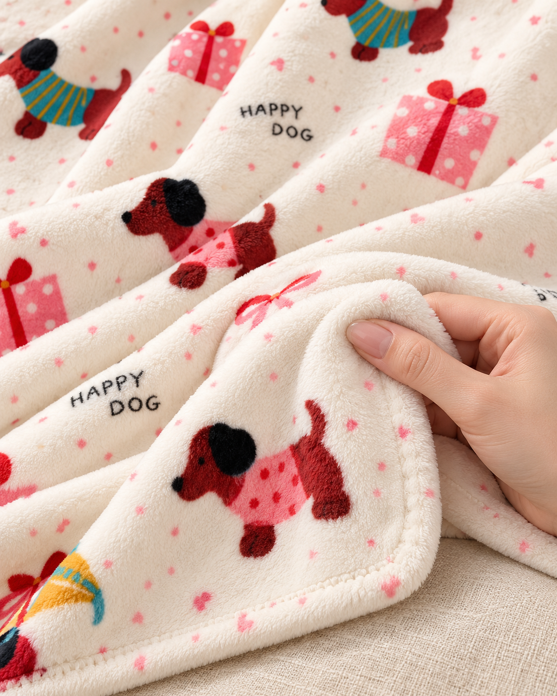 Christmas Fleece Blanket Gift, Ribbon-Wrapped Throw