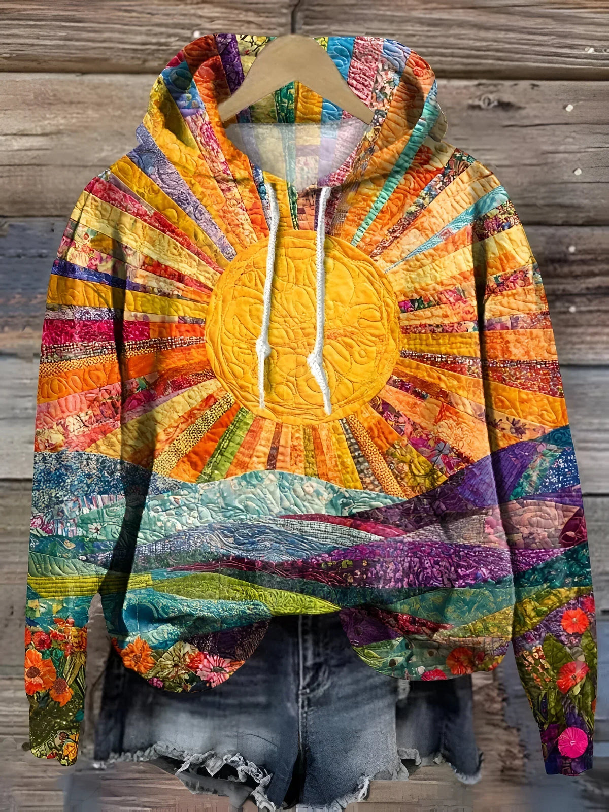 Colorful Sunrise Hoodie Sweater for Women