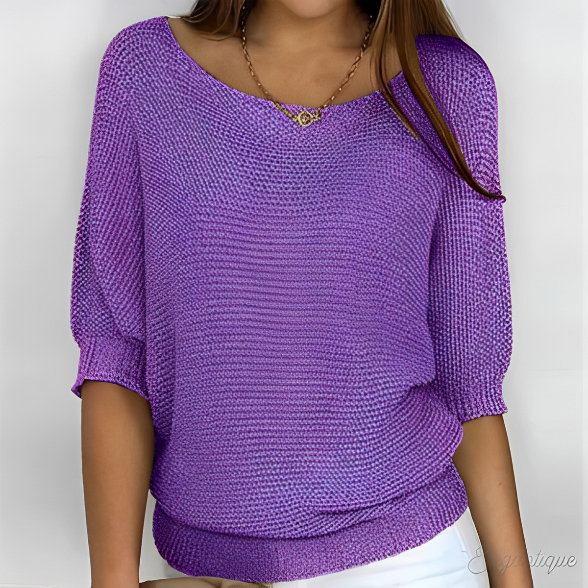 Corinne | Women's Batwing Half Sleeve Knit Sweater
