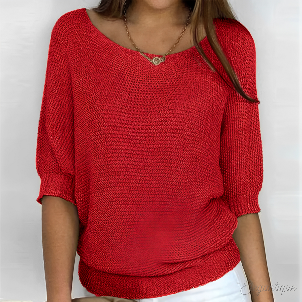Corinne | Women's Batwing Half Sleeve Knit Sweater