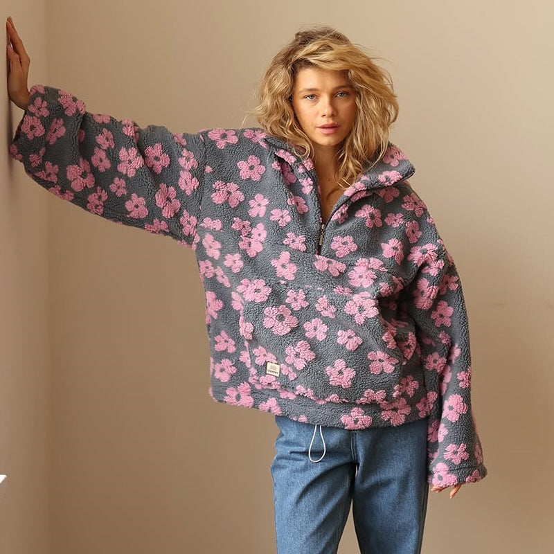 Daisy Long Sleeve Fleece Hoodie for Women