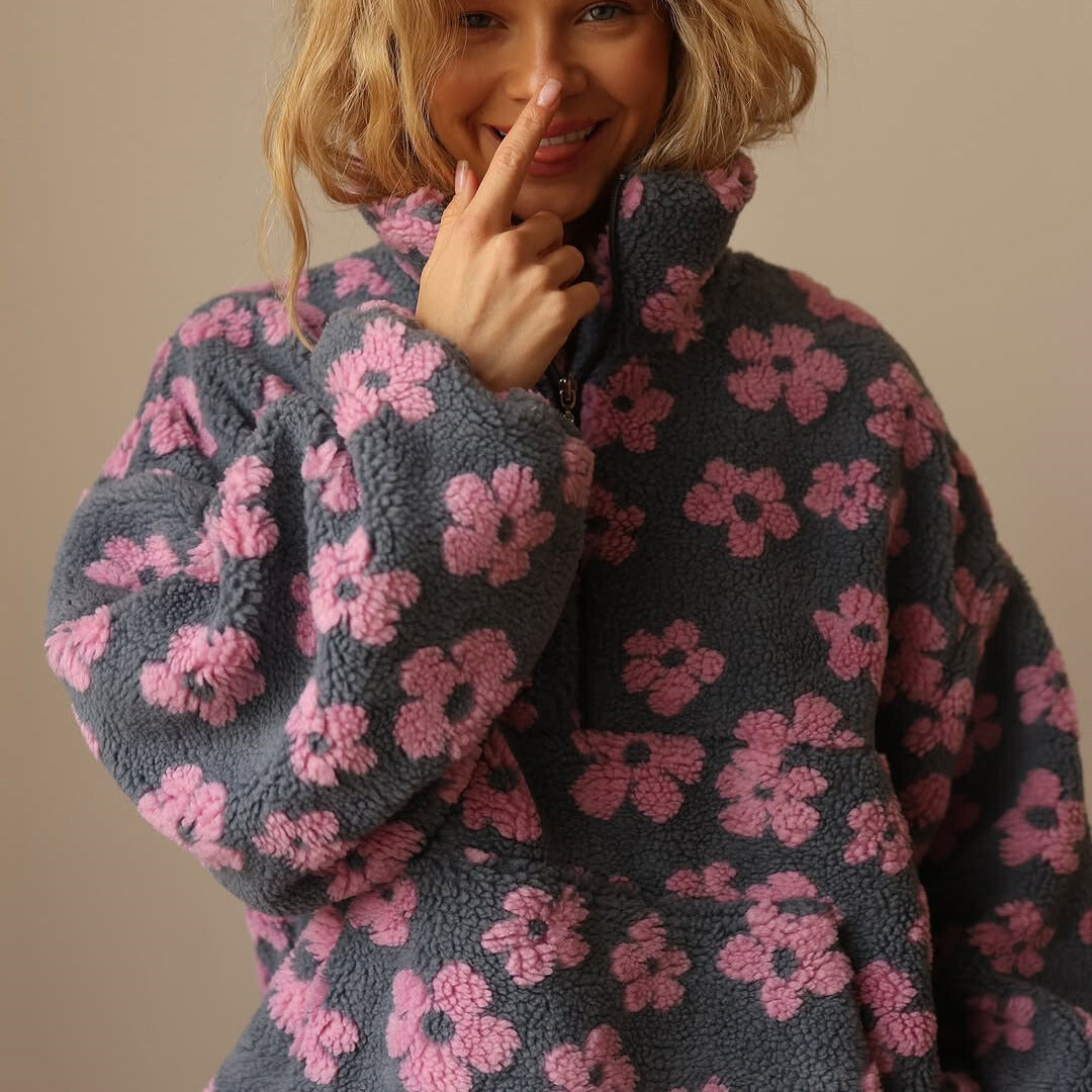 Daisy Long Sleeve Fleece Hoodie for Women