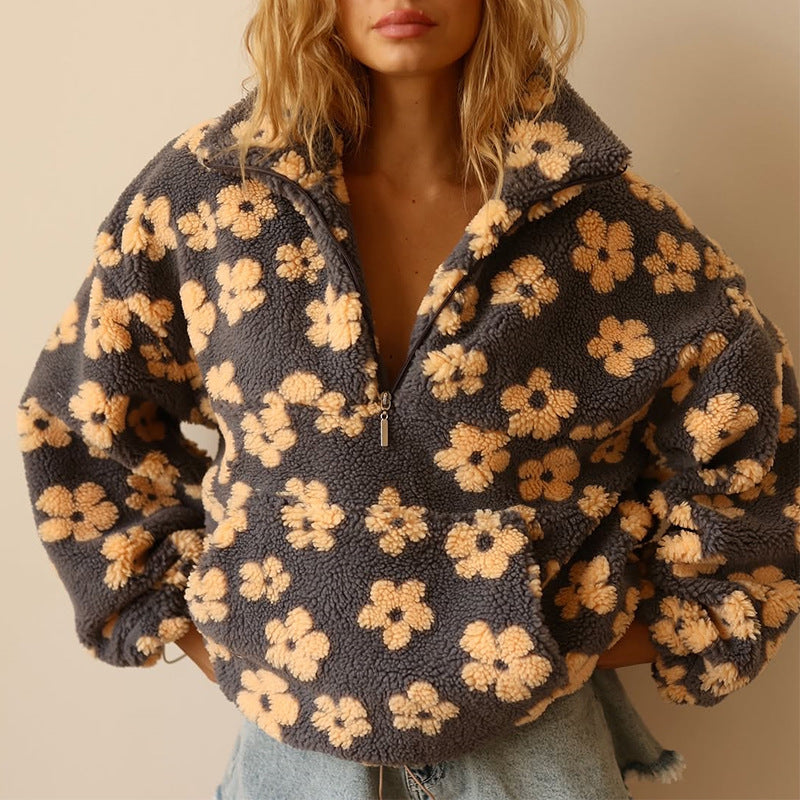 Daisy Long Sleeve Fleece Hoodie for Women
