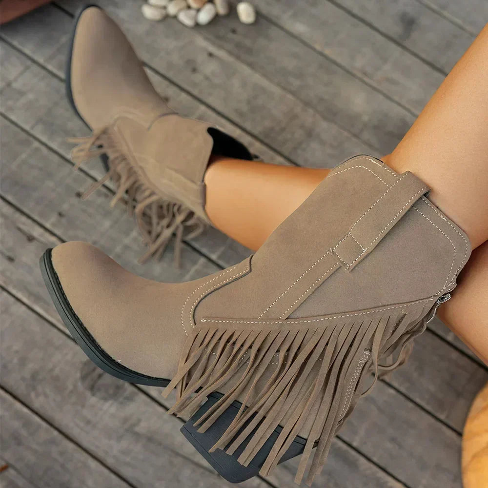 Dallas | Women's Fringe Fold-Over Strap Cowboy Boots