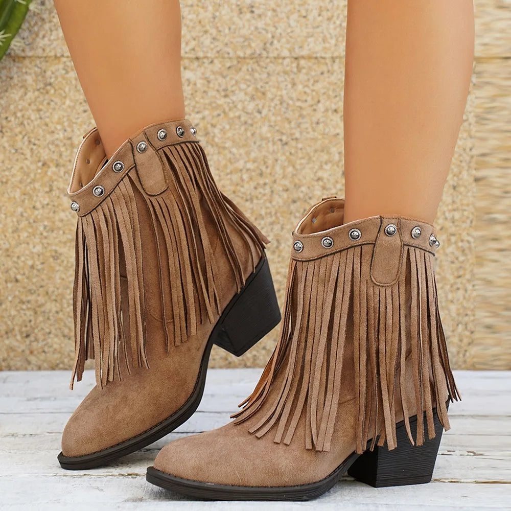 Dallas | Women's Fringe Fold-Over Strap Cowboy Boots