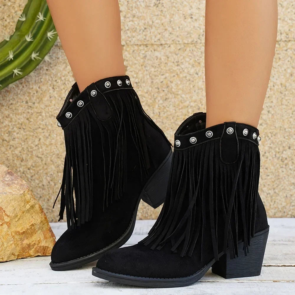 Dallas | Women's Fringe Fold-Over Strap Cowboy Boots