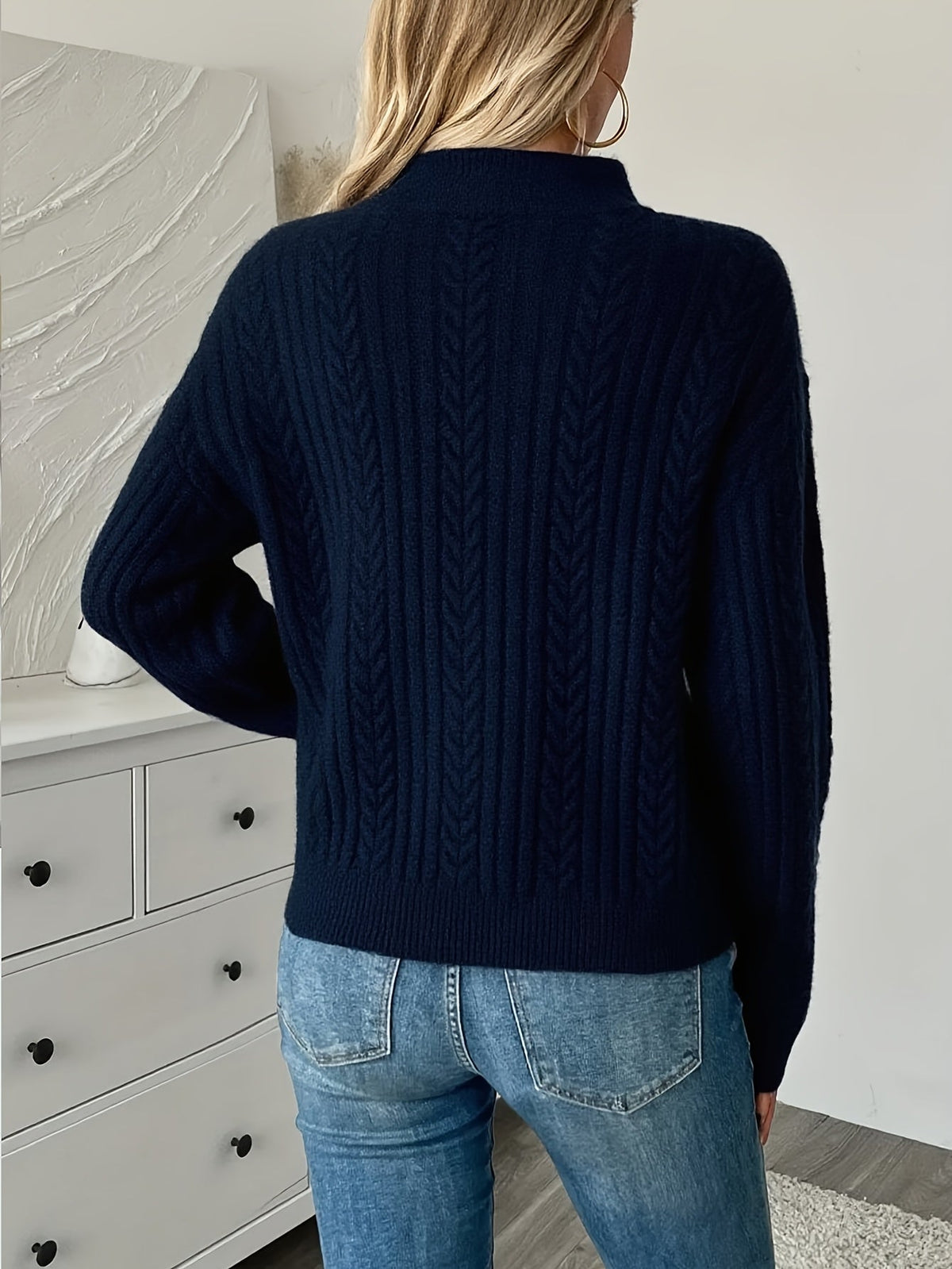 Della | Women's Cable Knit Half-Zip Sweater