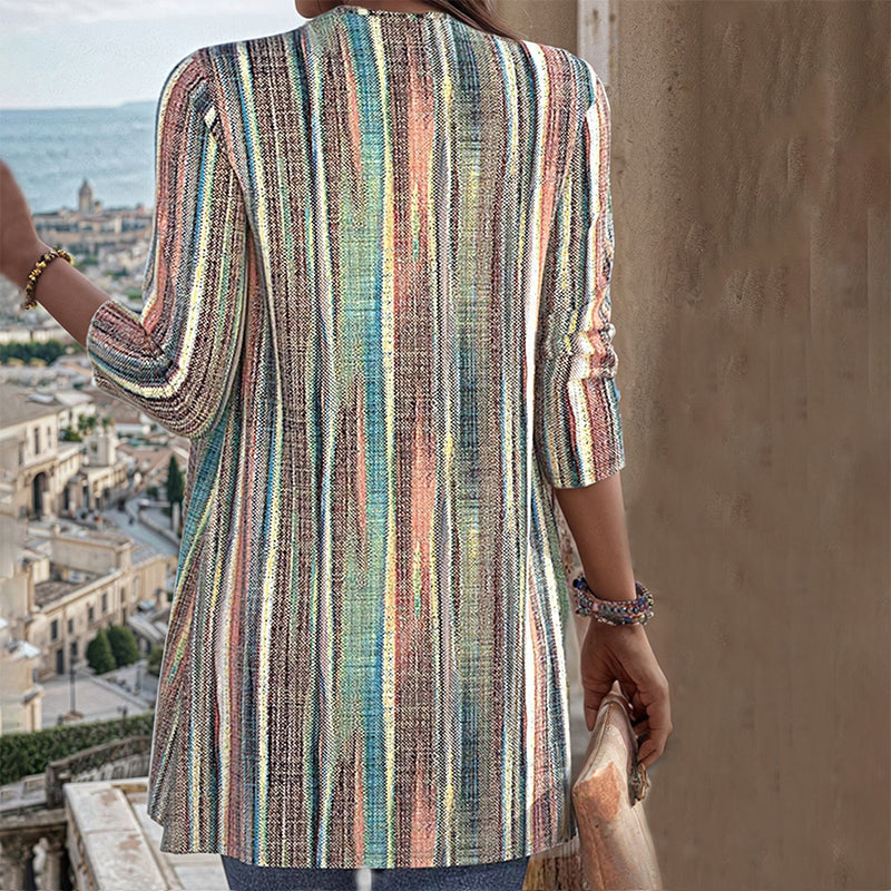 Della | Women's Striped Open Front Cardigan