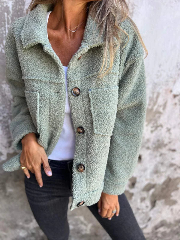 Delphine | Women's Button Down Teddy Coat