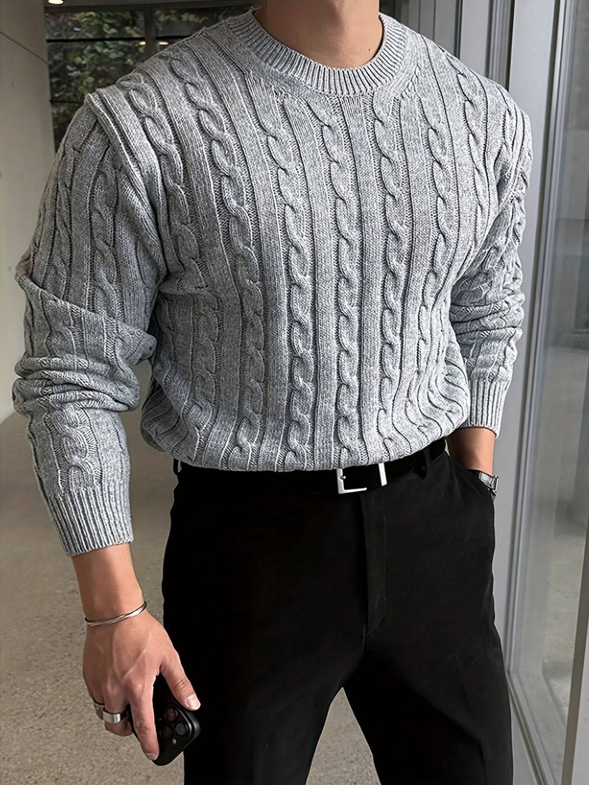 Desmond | Men's Classic Crew Neck Cable Knit Sweater