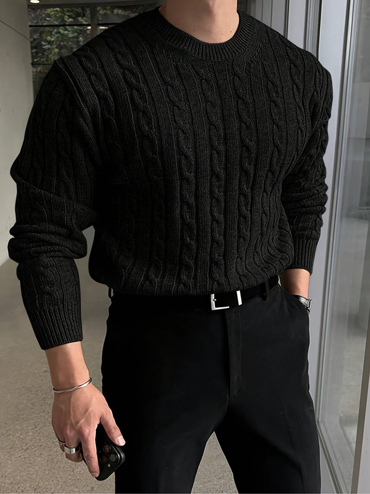 Desmond | Men's Classic Crew Neck Cable Knit Sweater