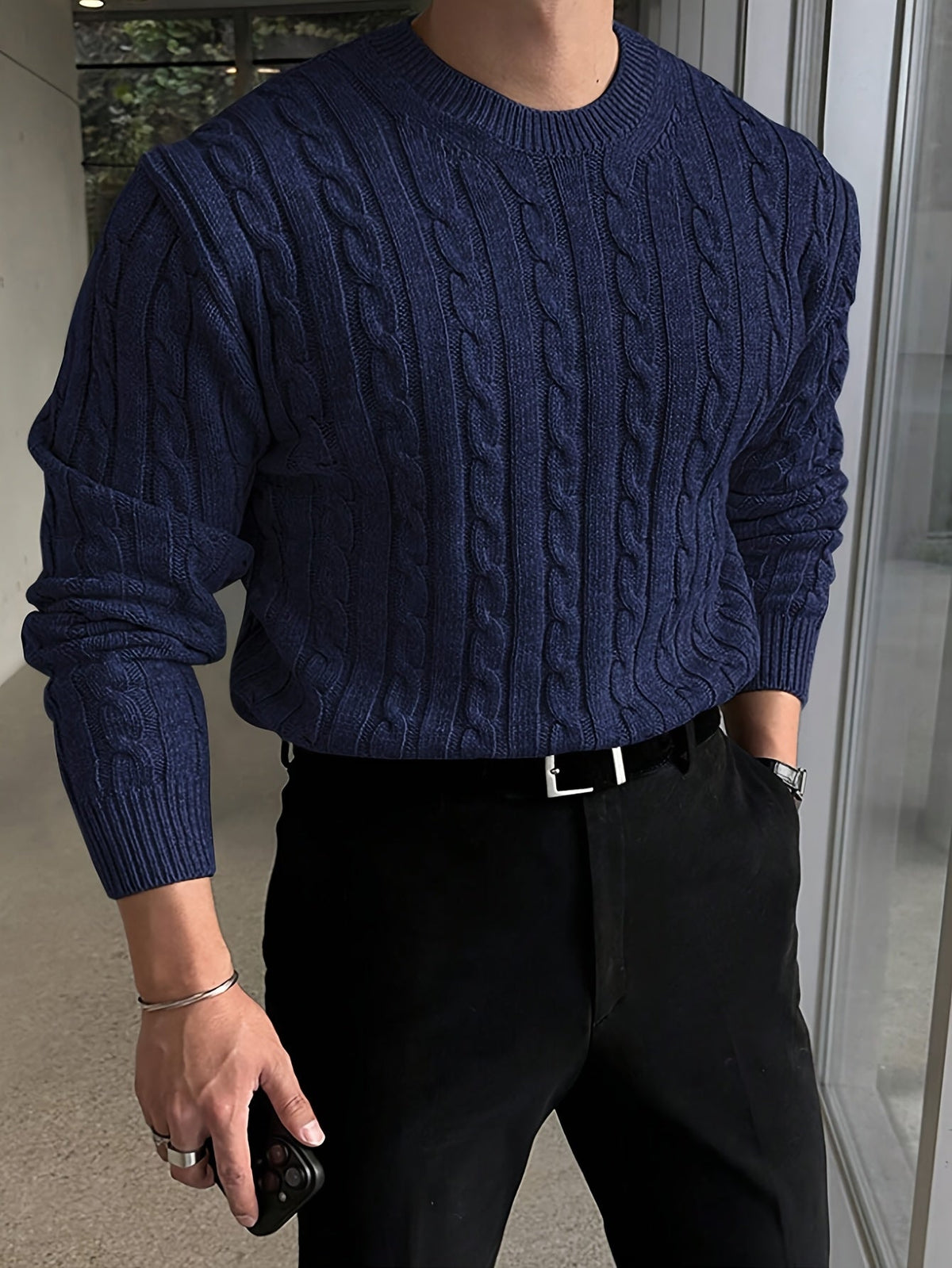 Desmond | Men's Classic Crew Neck Cable Knit Sweater