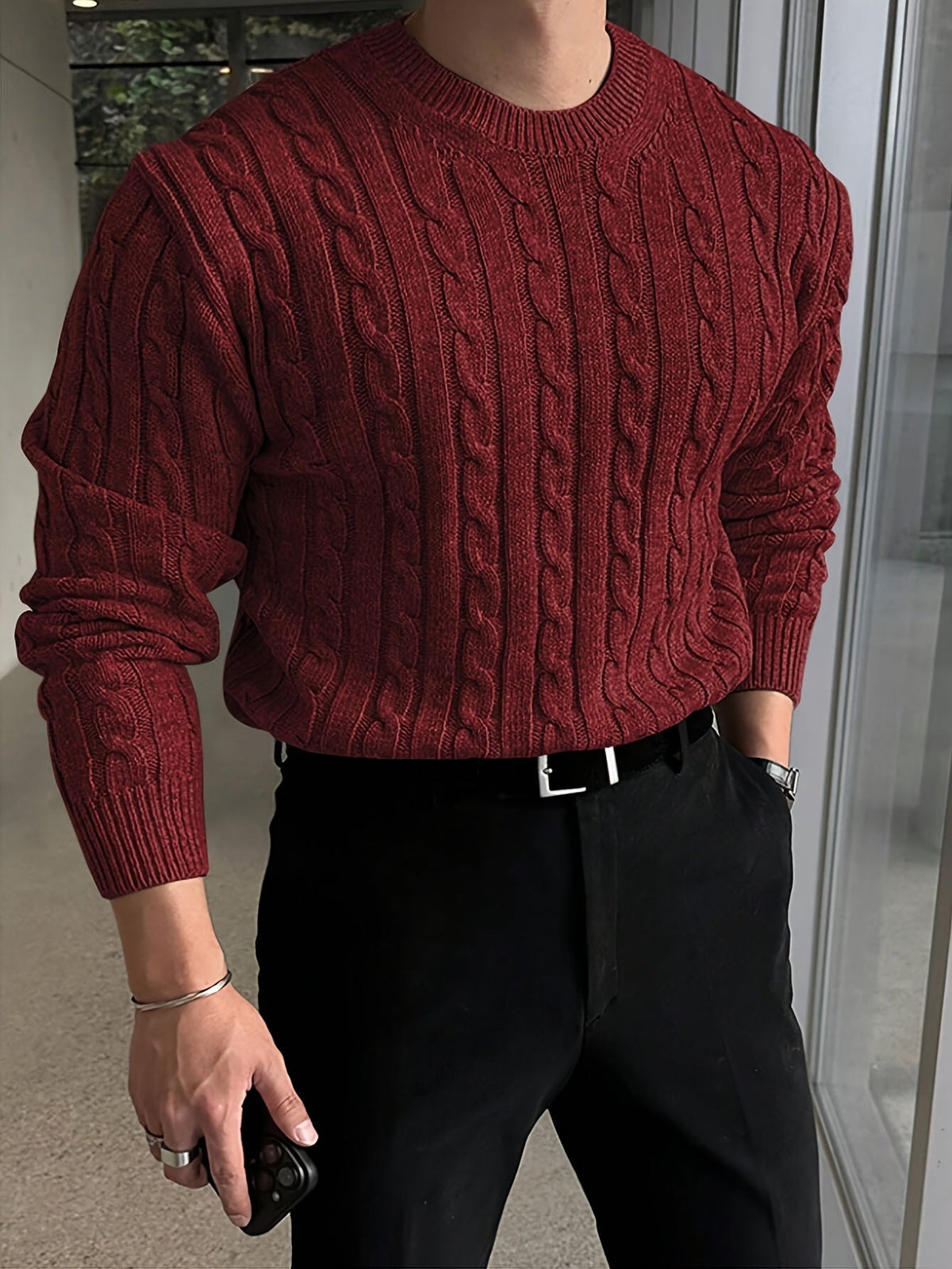 Desmond | Men's Classic Crew Neck Cable Knit Sweater