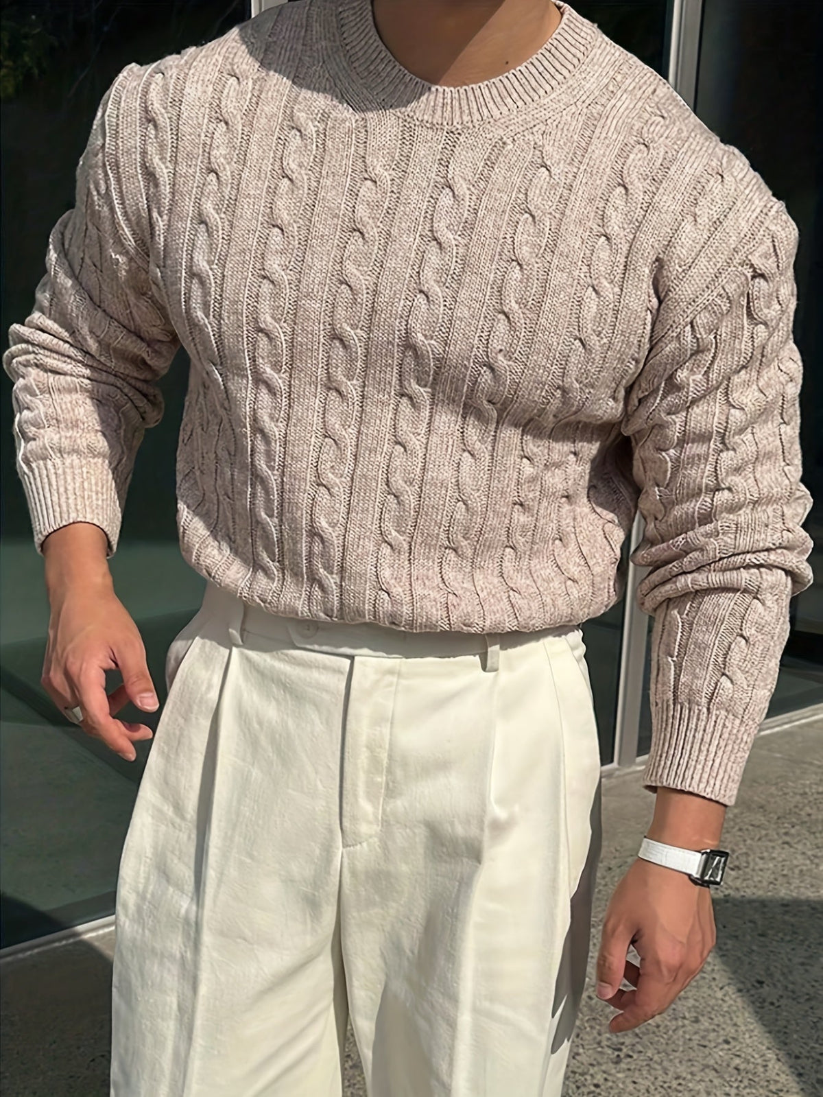 Desmond | Men's Classic Crew Neck Cable Knit Sweater