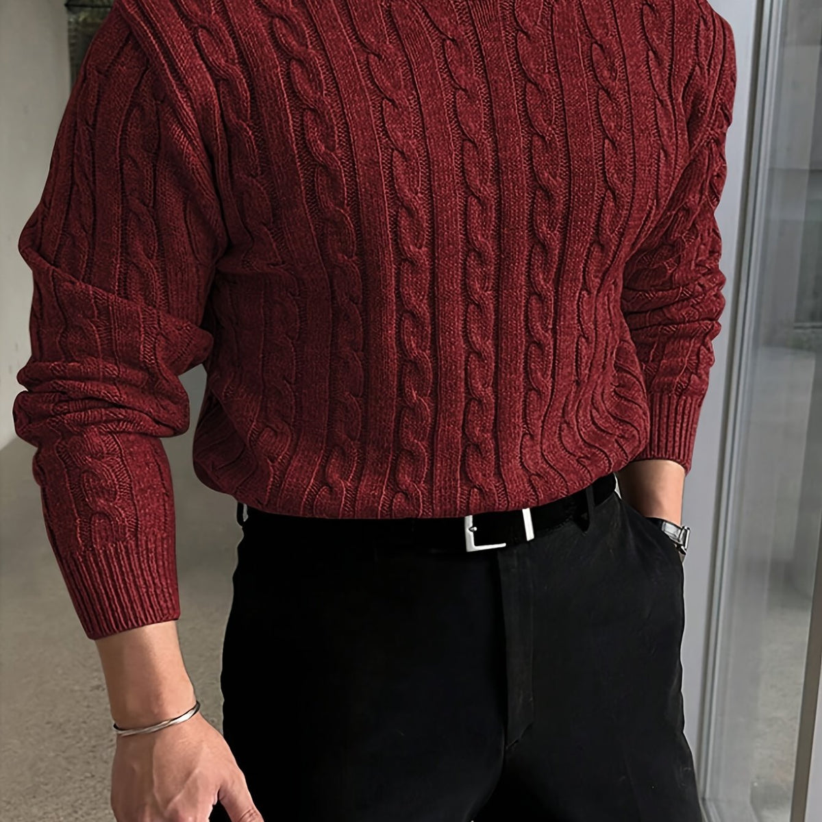 Desmond | Men's Classic Crew Neck Cable Knit Sweater
