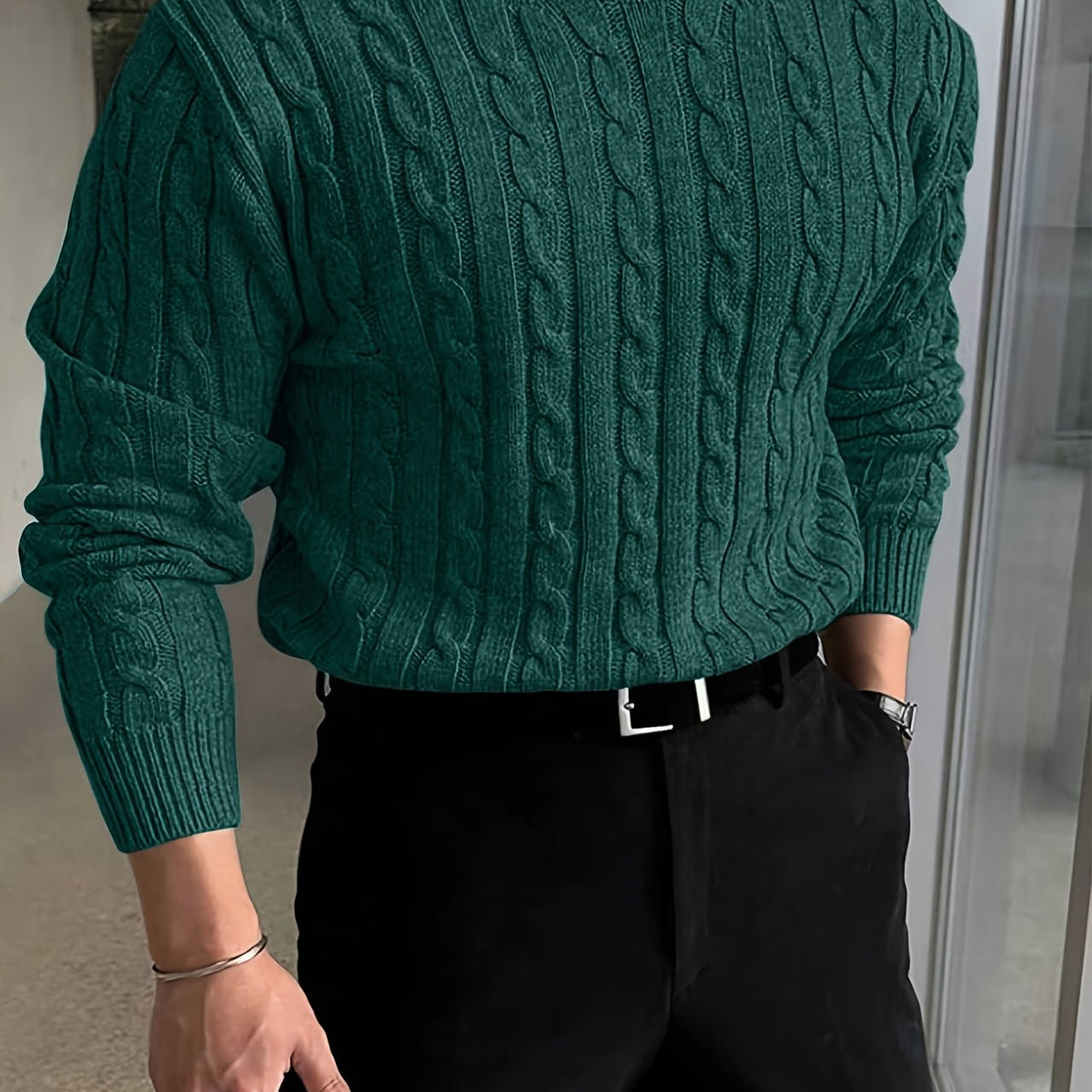 Desmond | Men's Classic Crew Neck Cable Knit Sweater
