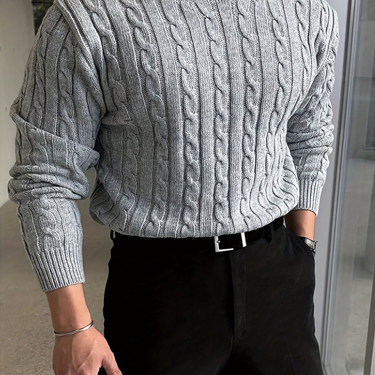Desmond | Men's Classic Crew Neck Cable Knit Sweater