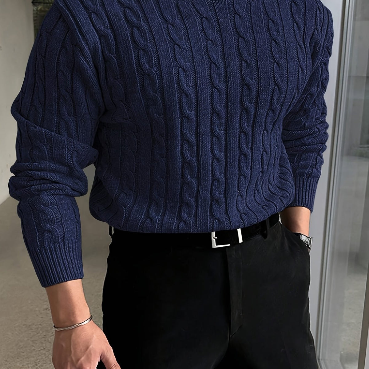 Desmond | Men's Classic Crew Neck Cable Knit Sweater