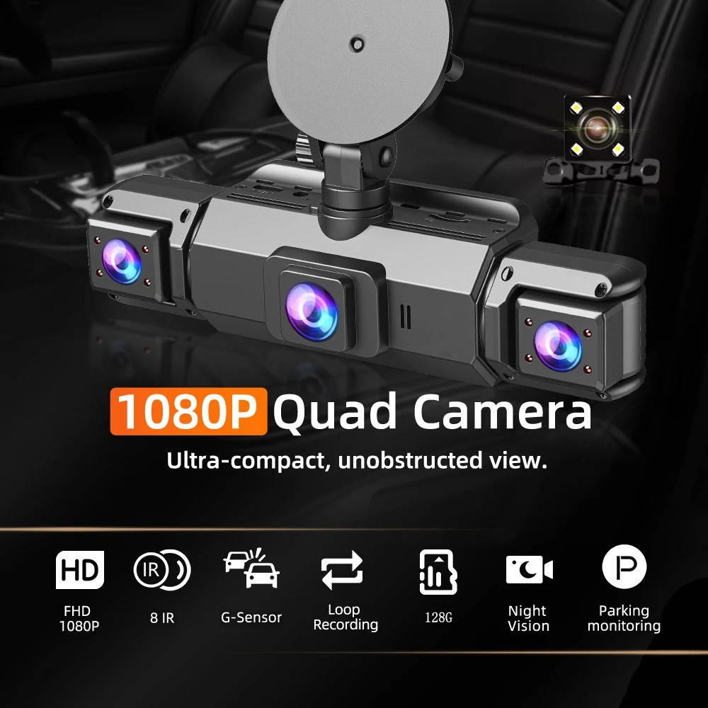 4-Channel Dash Cam With Night Vision, Parking Monitor, WiFi App Control