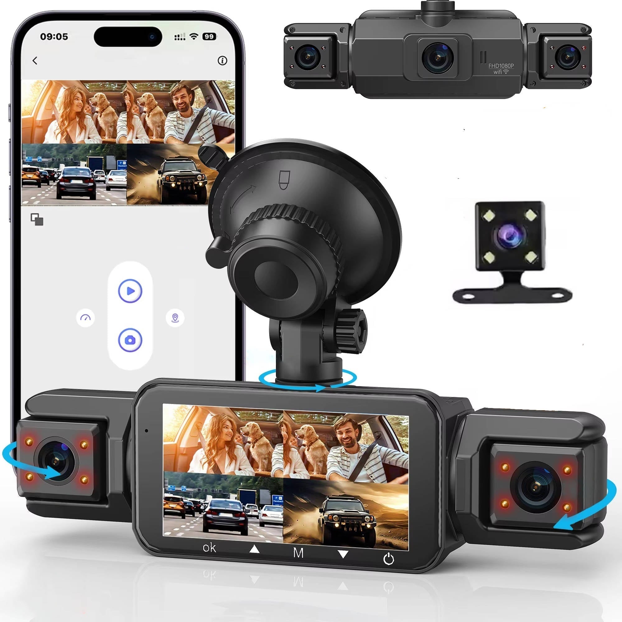Car Dash Camera Wireless Front And Rear With Night Vision