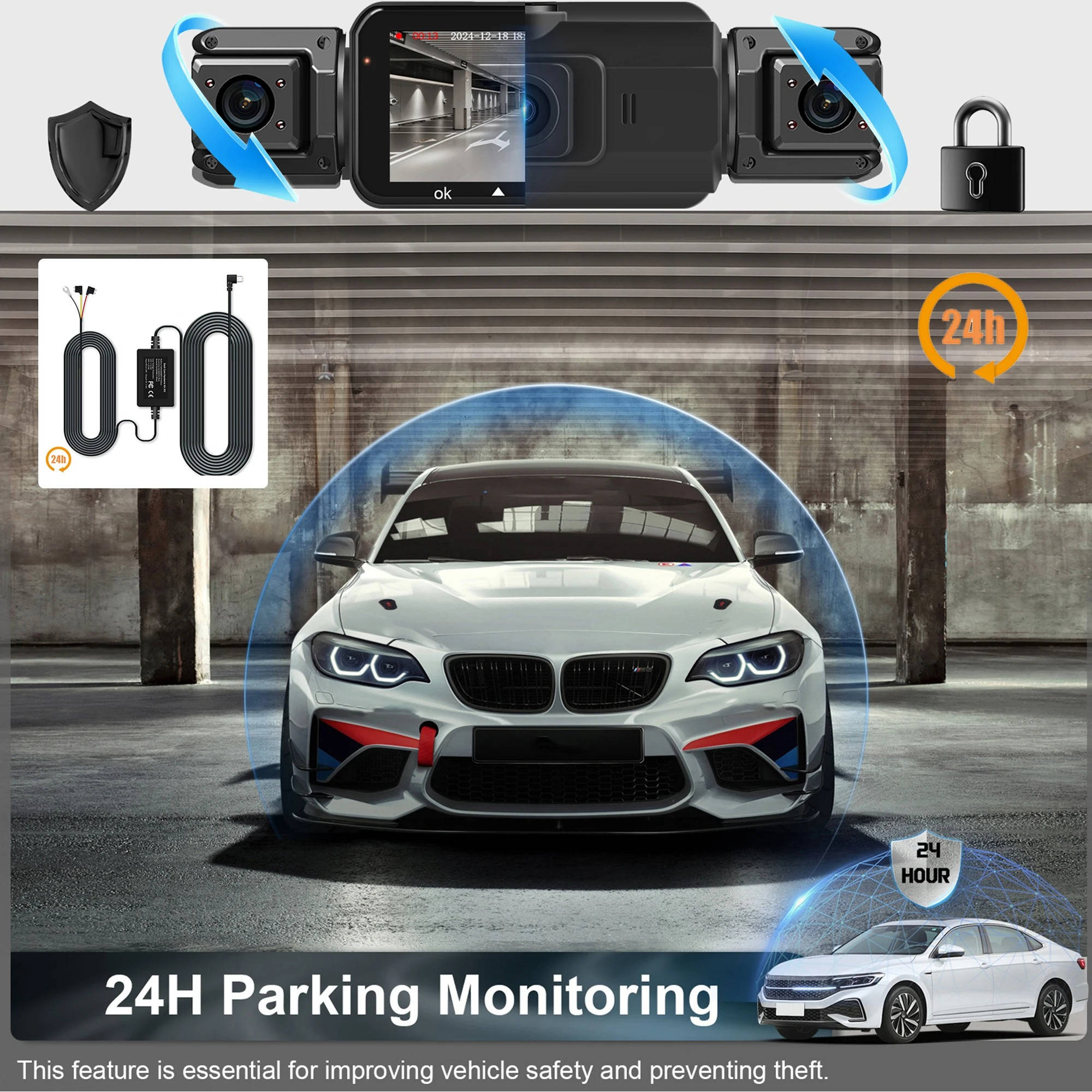 Car Dash Camera Wireless Front And Rear With Night Vision
