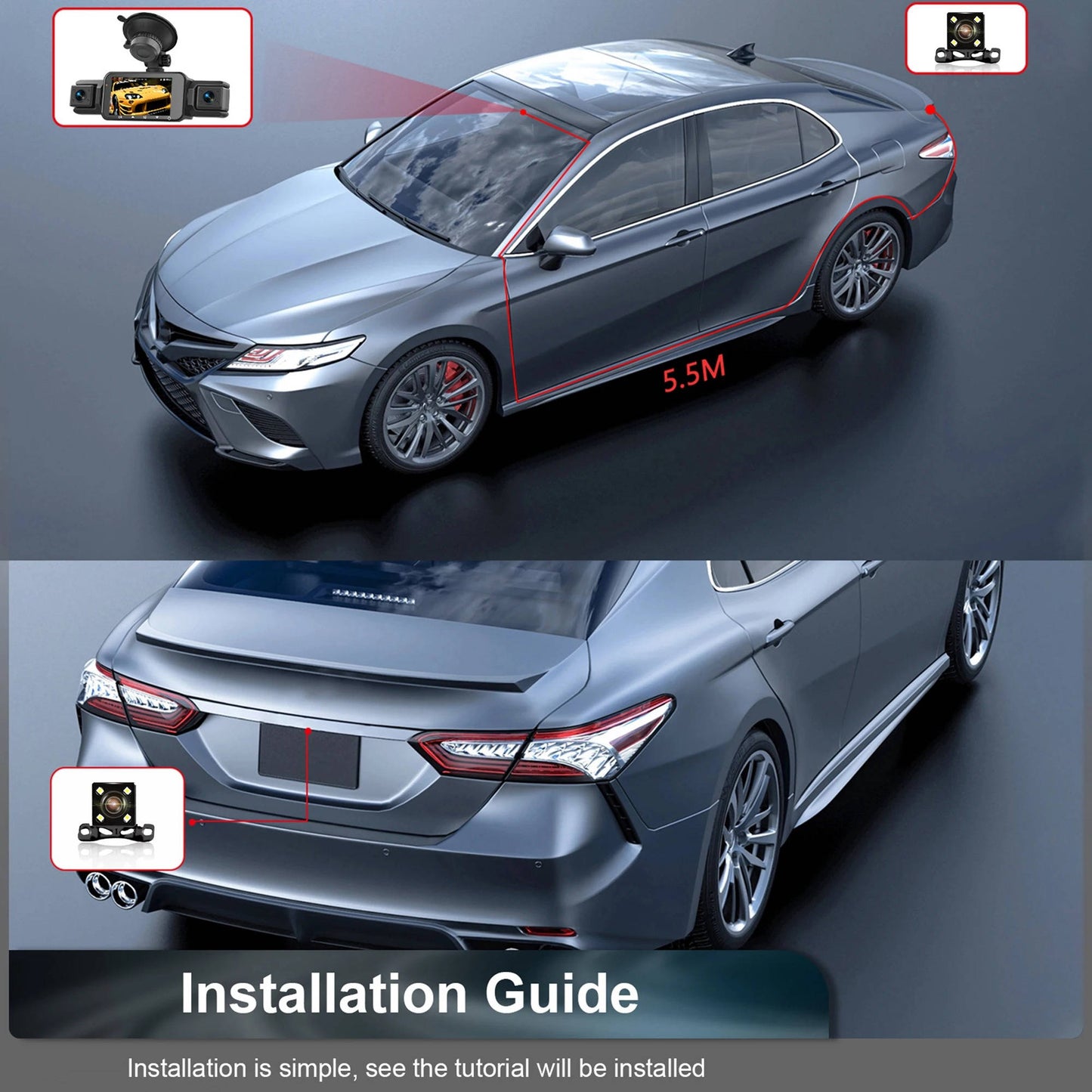 4-Channel Dash Cam With Night Vision, Parking Monitor, WiFi App Control