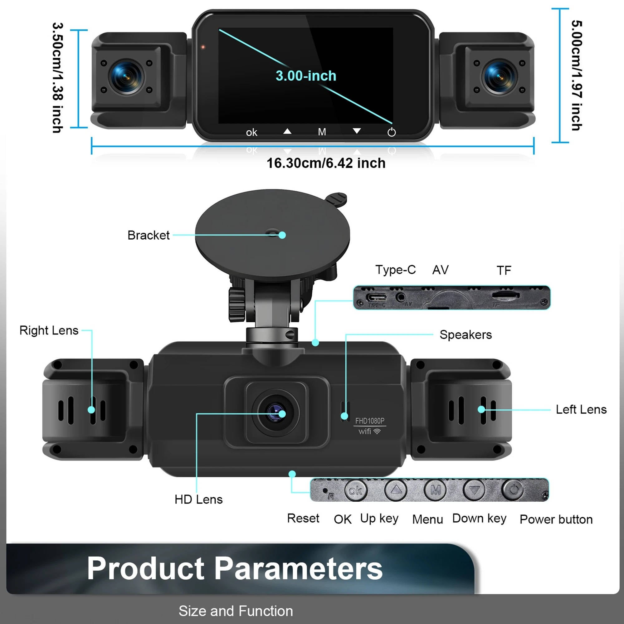 4-Channel Dash Cam With Night Vision, Parking Monitor, WiFi App Control
