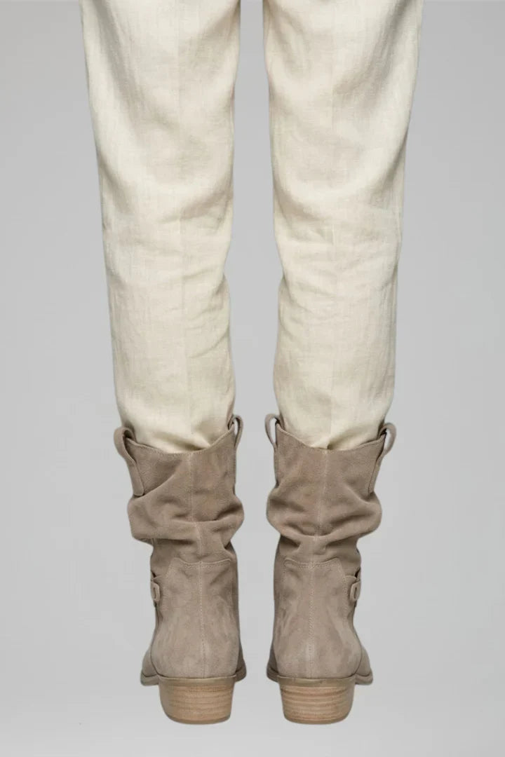 Effortless Wide Calf Boots for Women with Slouchy Suede Mid Calf Low Block Heel Style
