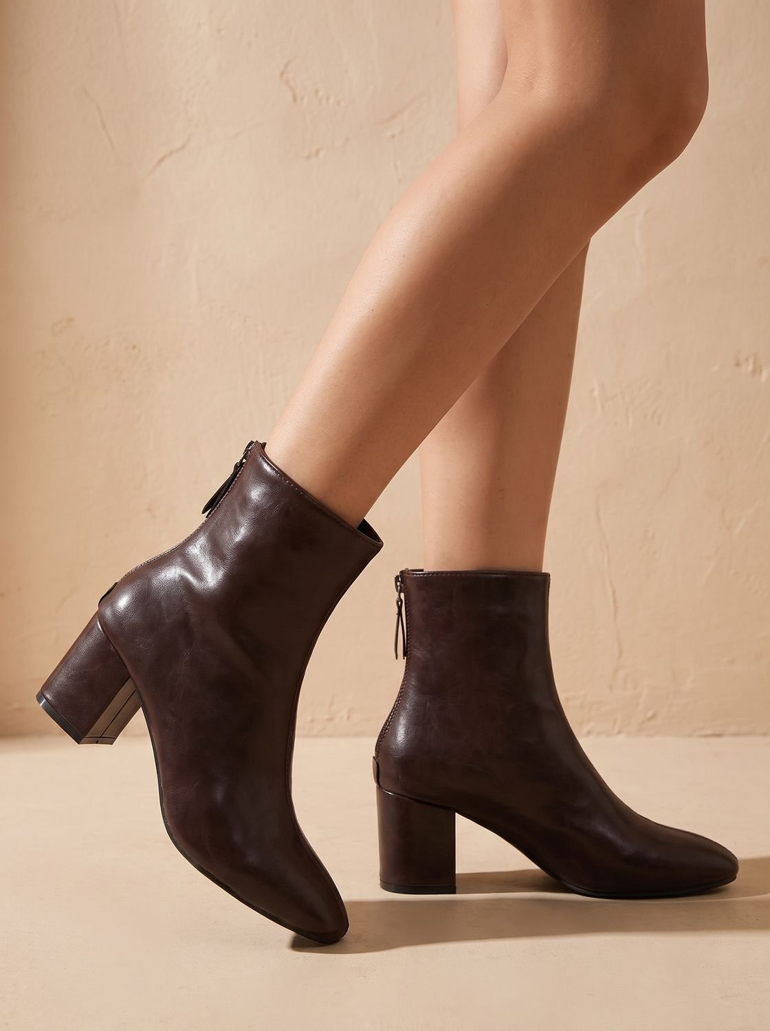 Eleanor | Women's Faux Leather Block Heel Side-Zip Ankle Boots