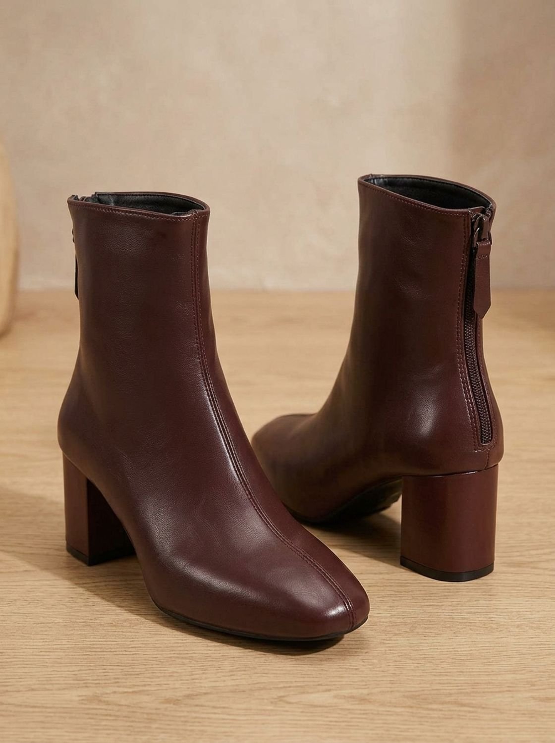Eleanor | Women's Faux Leather Block Heel Side-Zip Ankle Boots