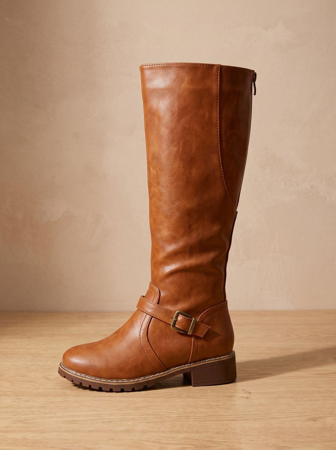 Eleanor | Women's Knee-High Buckle-Strap Block Heel Riding Boots
