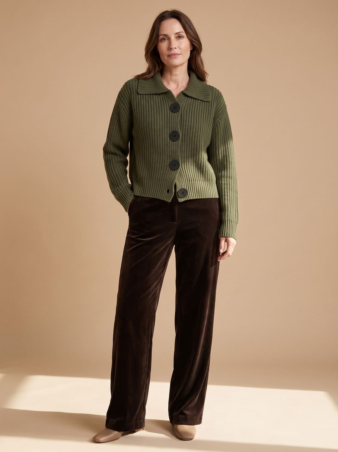 Eleanor | Women's Relaxed-Fit Ribbed Knit Folded-Collar Pullover Sweater