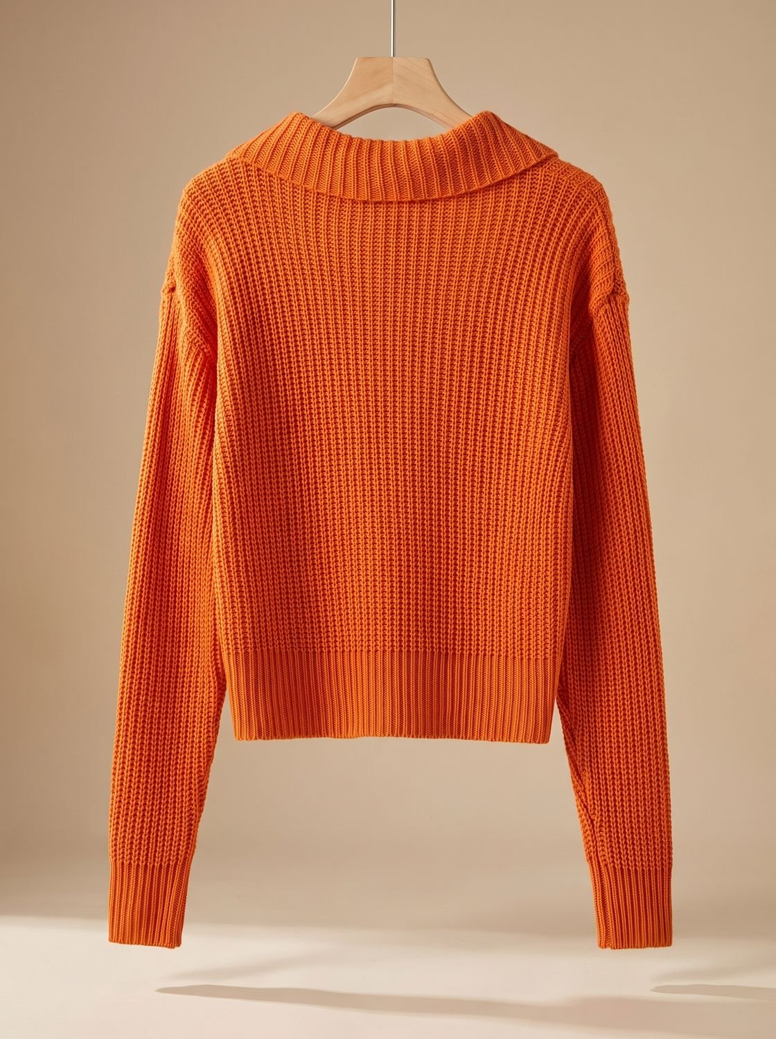 Eleanor | Women's Relaxed-Fit Ribbed Knit Folded-Collar Pullover Sweater