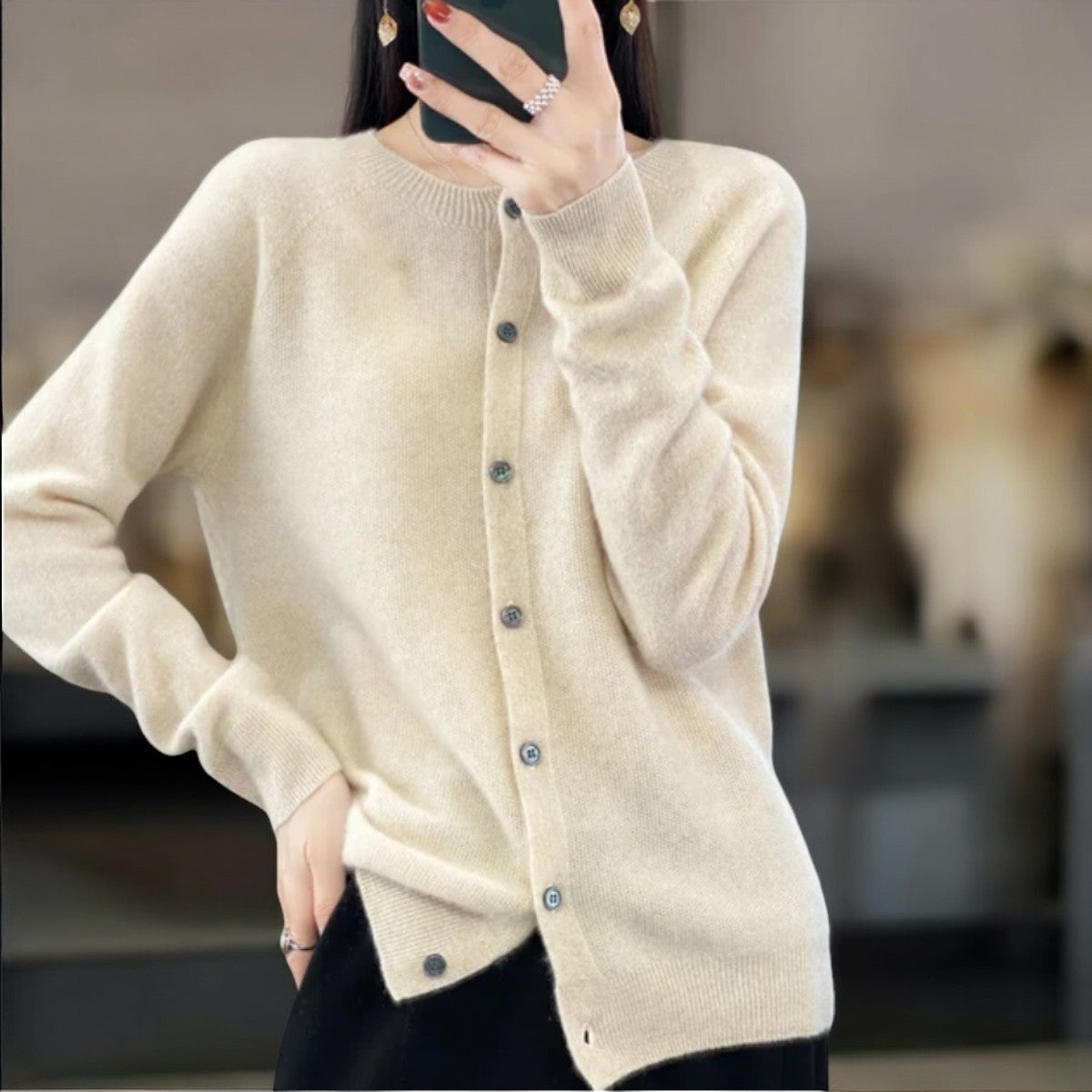 Eleanor | Women's Round Neck Button Down Cardigan