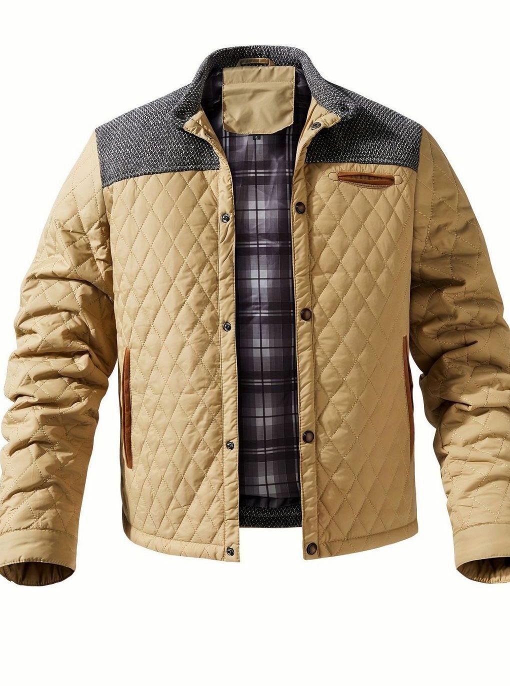 Elijah | Men's Quilted Stand-Collar Snap-Front Insulated Jacket