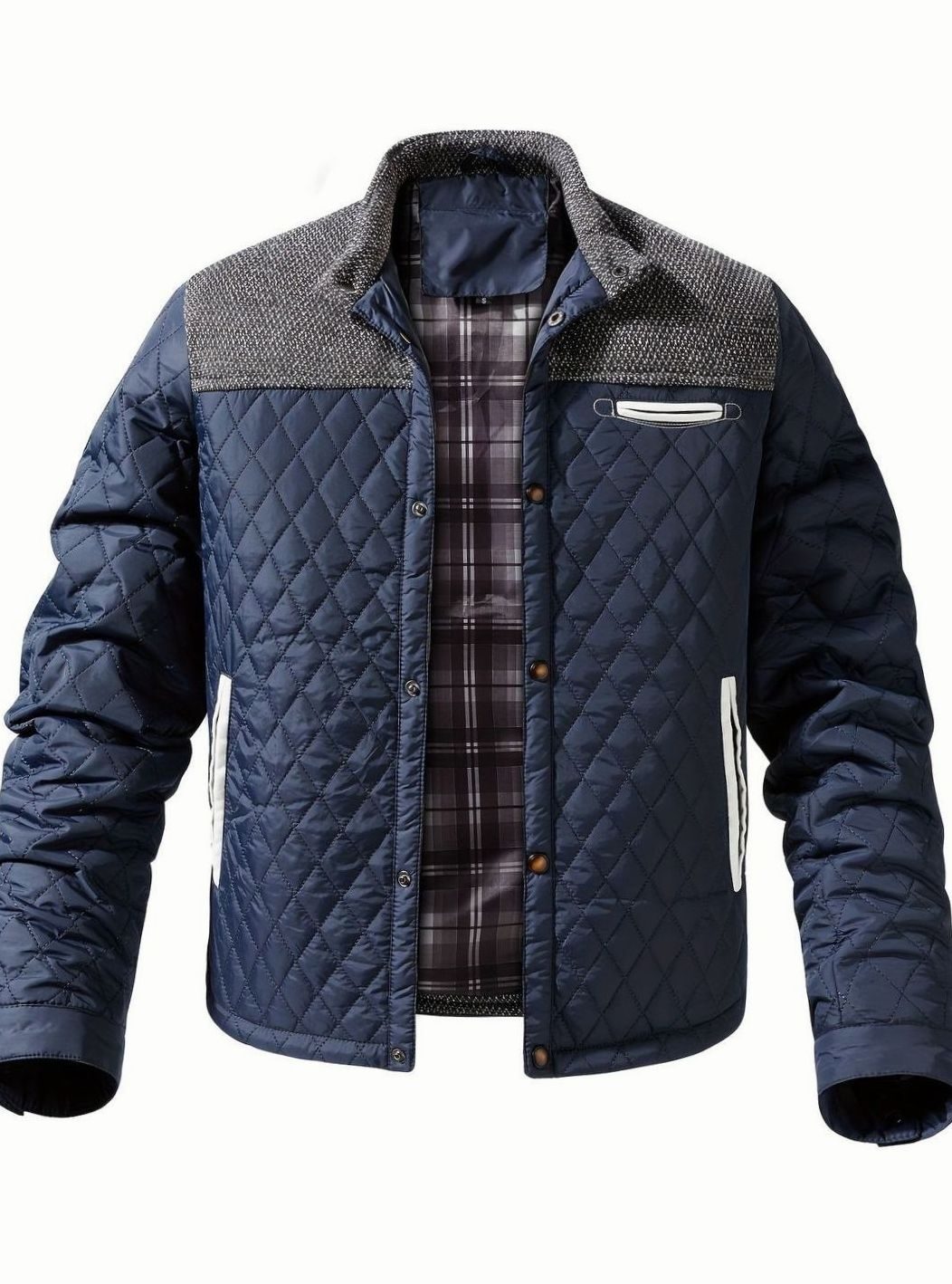 Elijah | Men's Quilted Stand-Collar Snap-Front Insulated Jacket