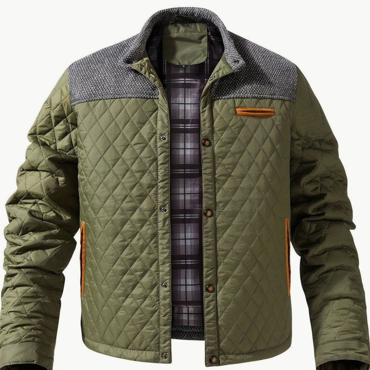 Elijah | Men's Quilted Stand-Collar Snap-Front Insulated Jacket