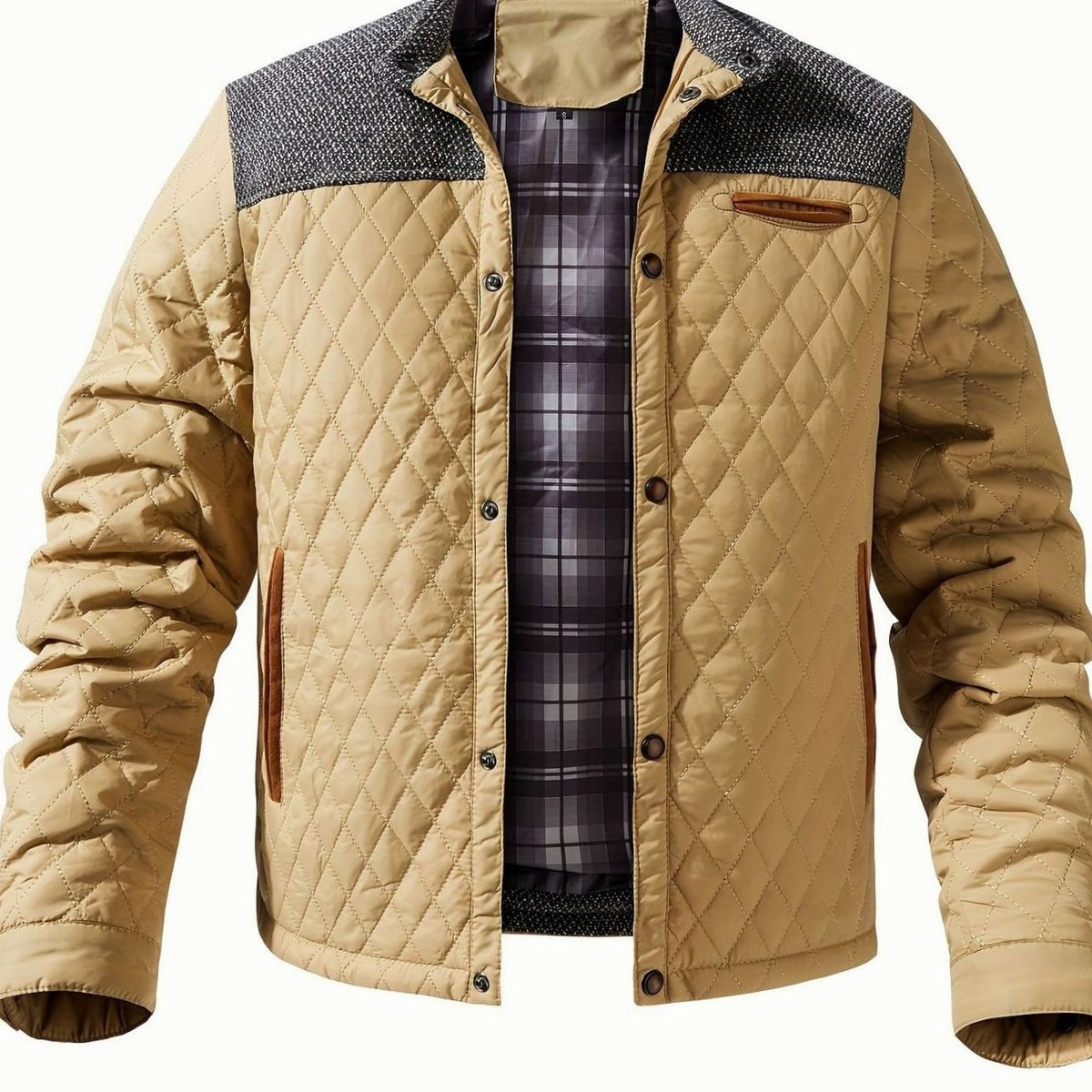 Elijah | Men's Quilted Stand-Collar Snap-Front Insulated Jacket