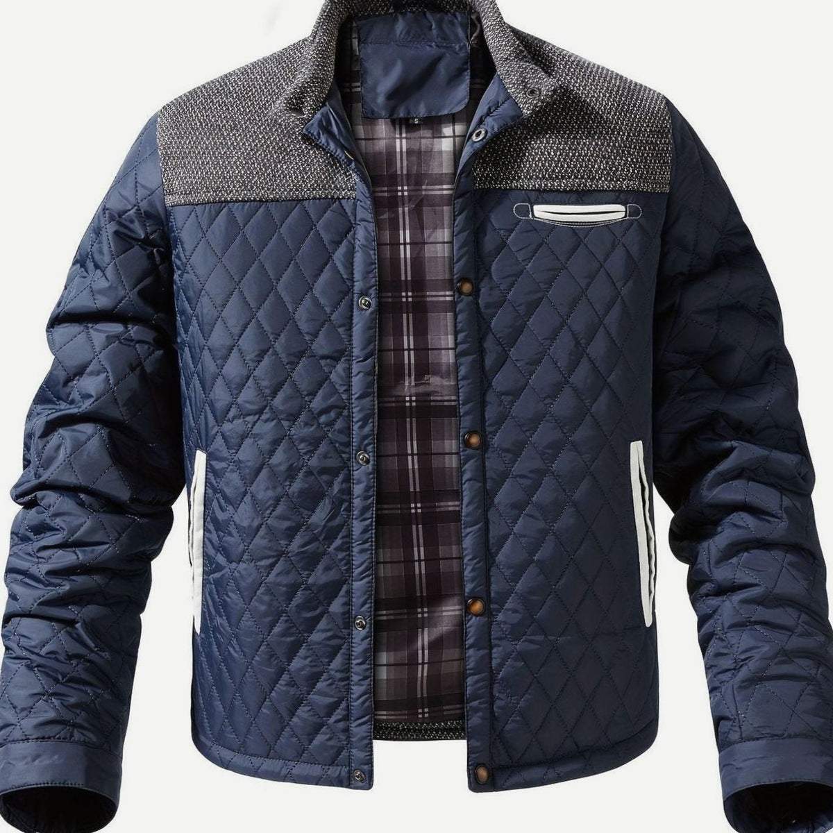 Elijah | Men's Quilted Stand-Collar Snap-Front Insulated Jacket