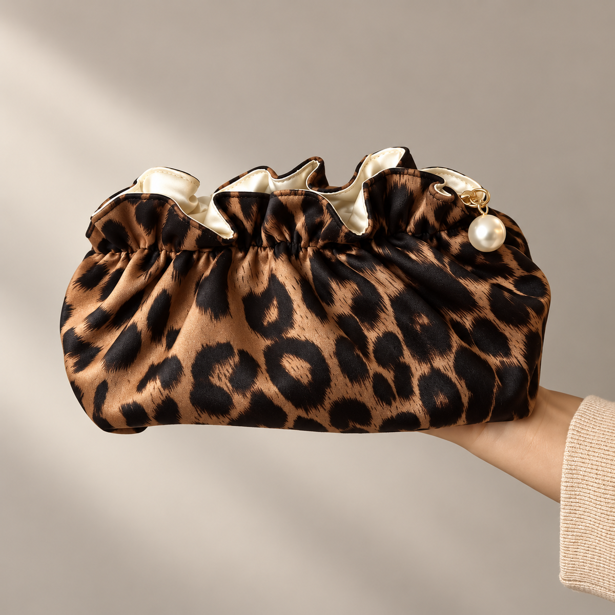 Emersyn | Women's Pouch Bag with Ruffles and Charm