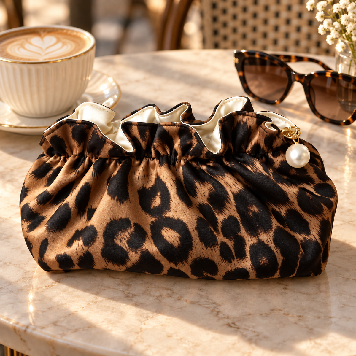 Emersyn | Women's Pouch Bag with Ruffles and Charm