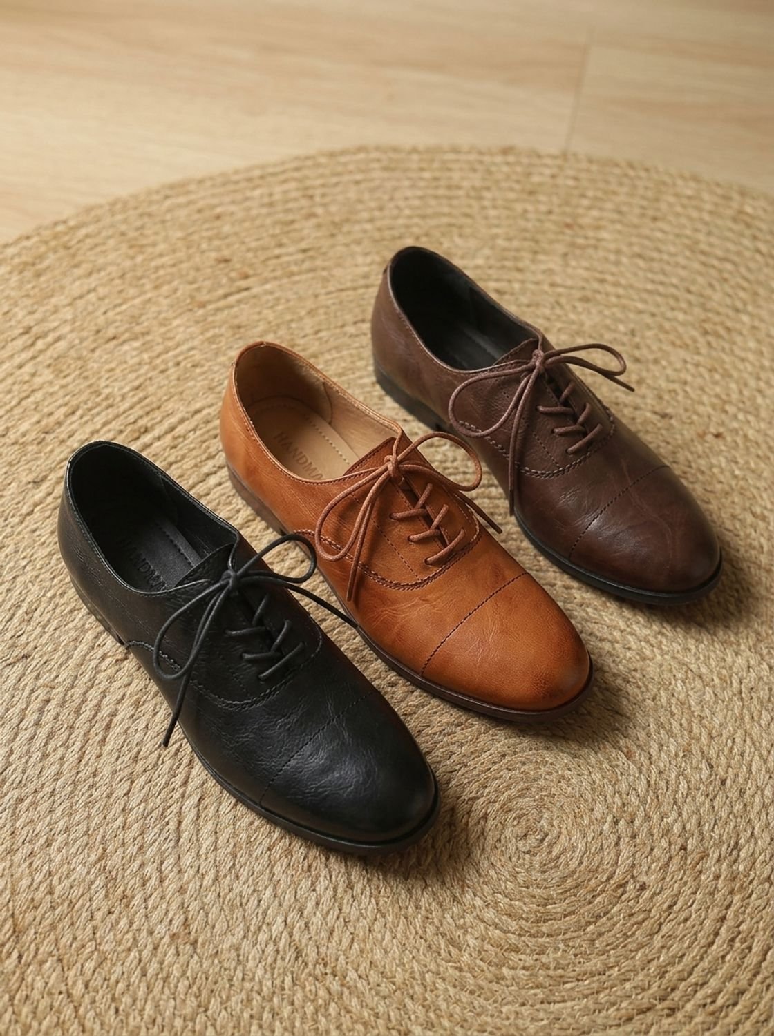 Emma | Women's Leather Lace-Up Cap Toe Oxford Flat Shoes