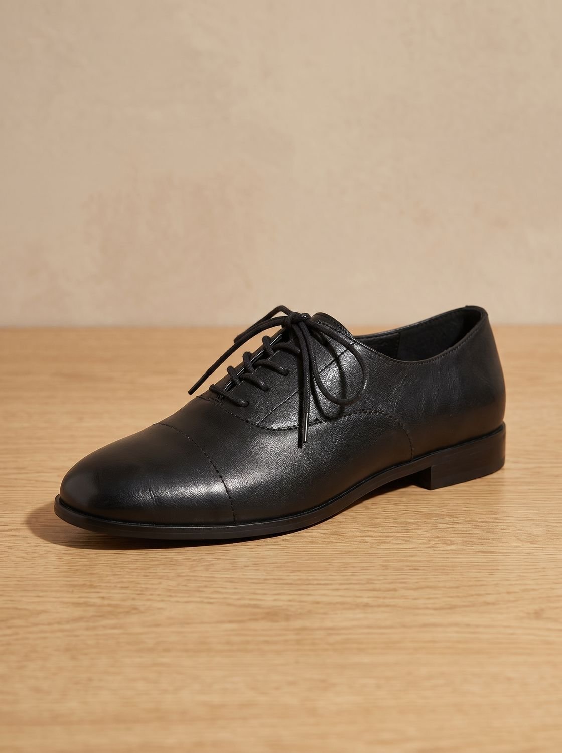 Emma | Women's Leather Lace-Up Cap Toe Oxford Flat Shoes