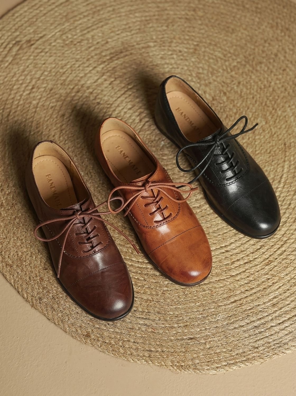 Emma | Women's Leather Lace-Up Cap Toe Oxford Flat Shoes