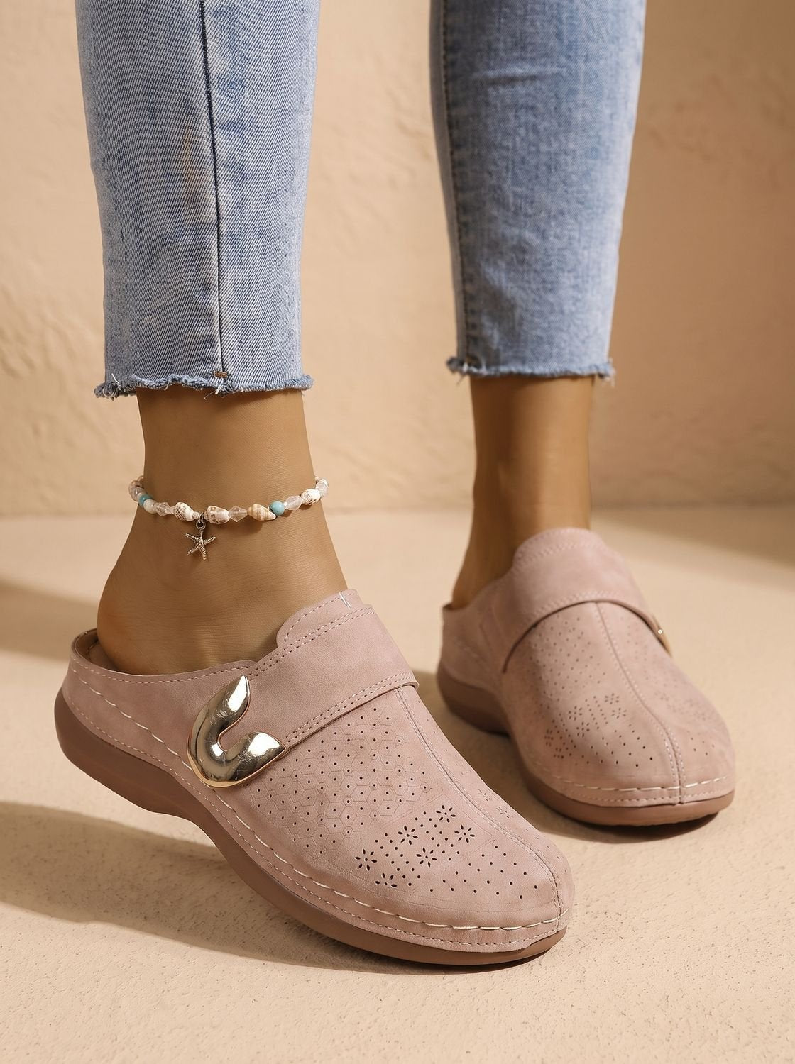 Emma | Women's Orthopedic Velcro Slip-On Mule Clogs Honeycomb Texture