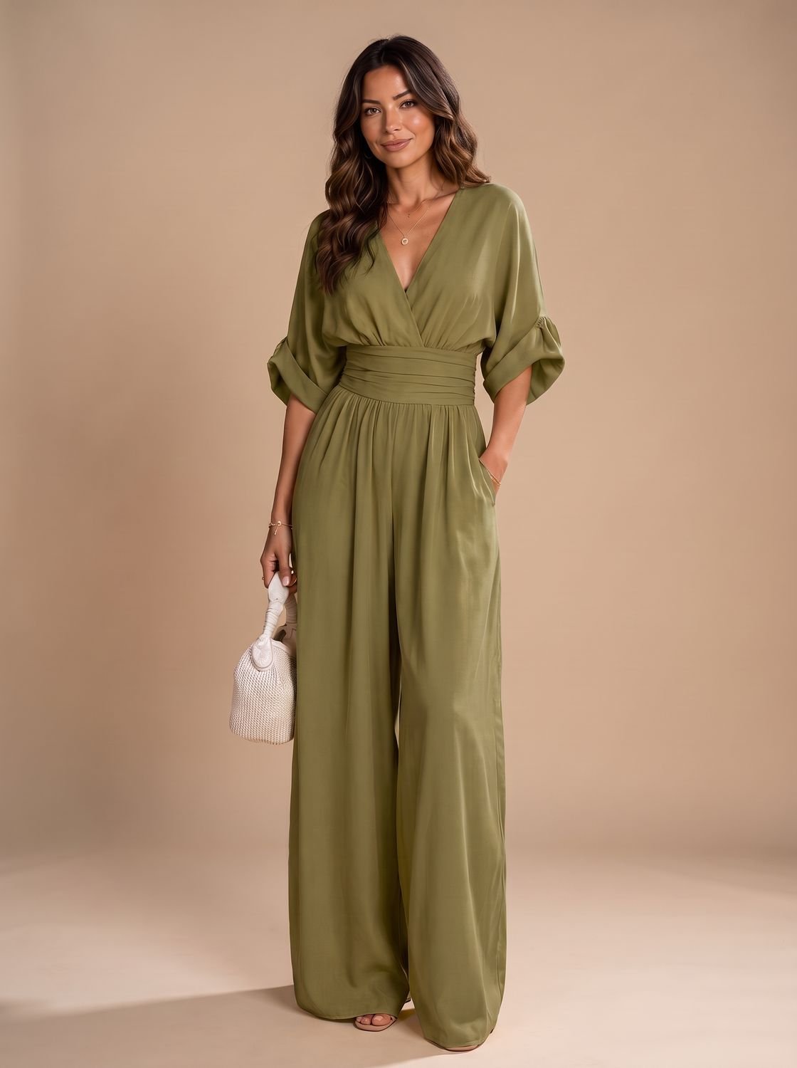 Emma | Women's Retro V-Neck Wide-Leg Jumpsuit